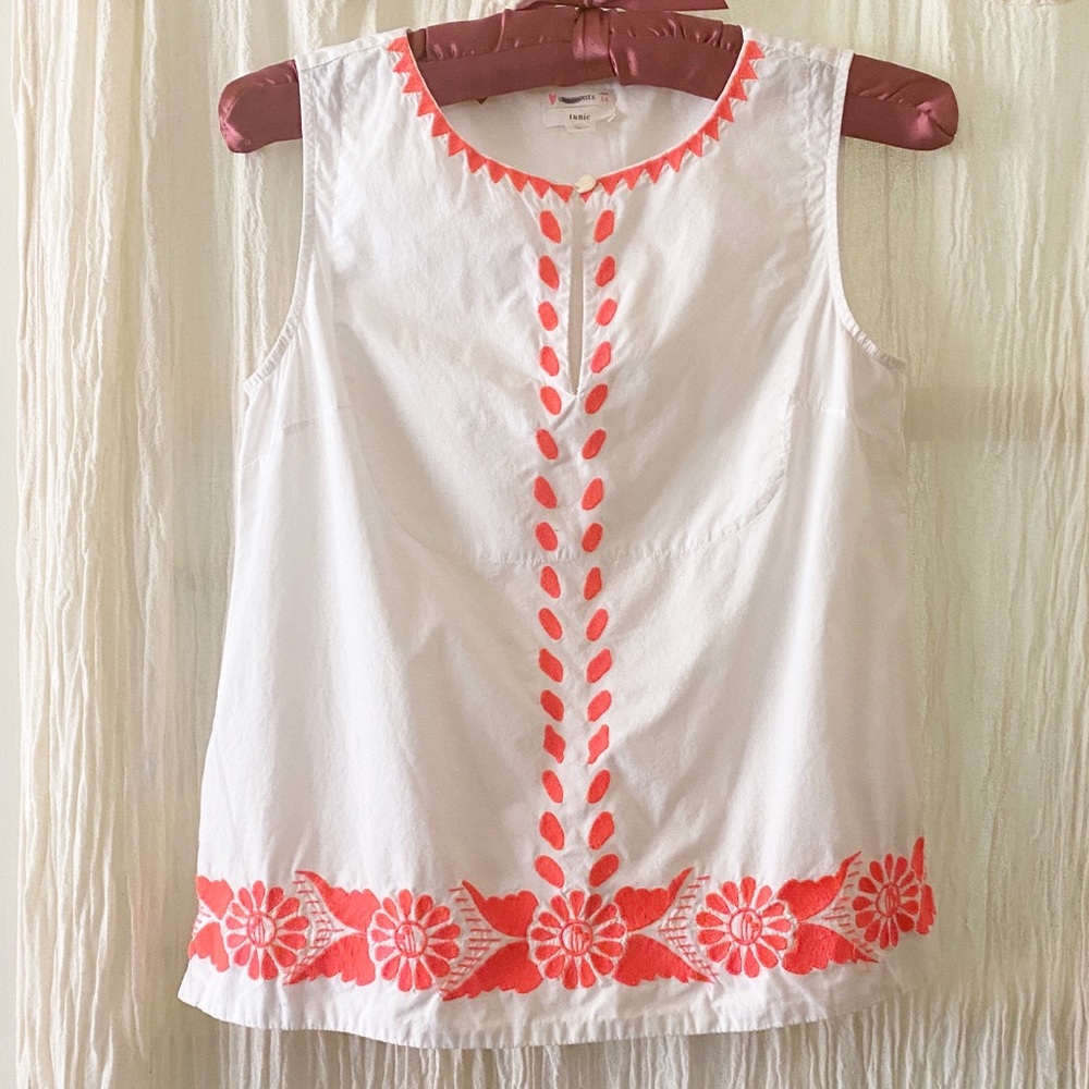 Crewcuts Tunic-White and Neon Orange-Size 14